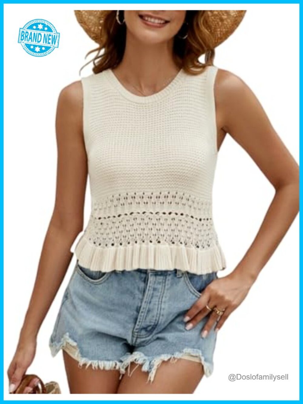 CiCiBird Women's Sleeveless Knit Sweater Vest with Ruffle Hem